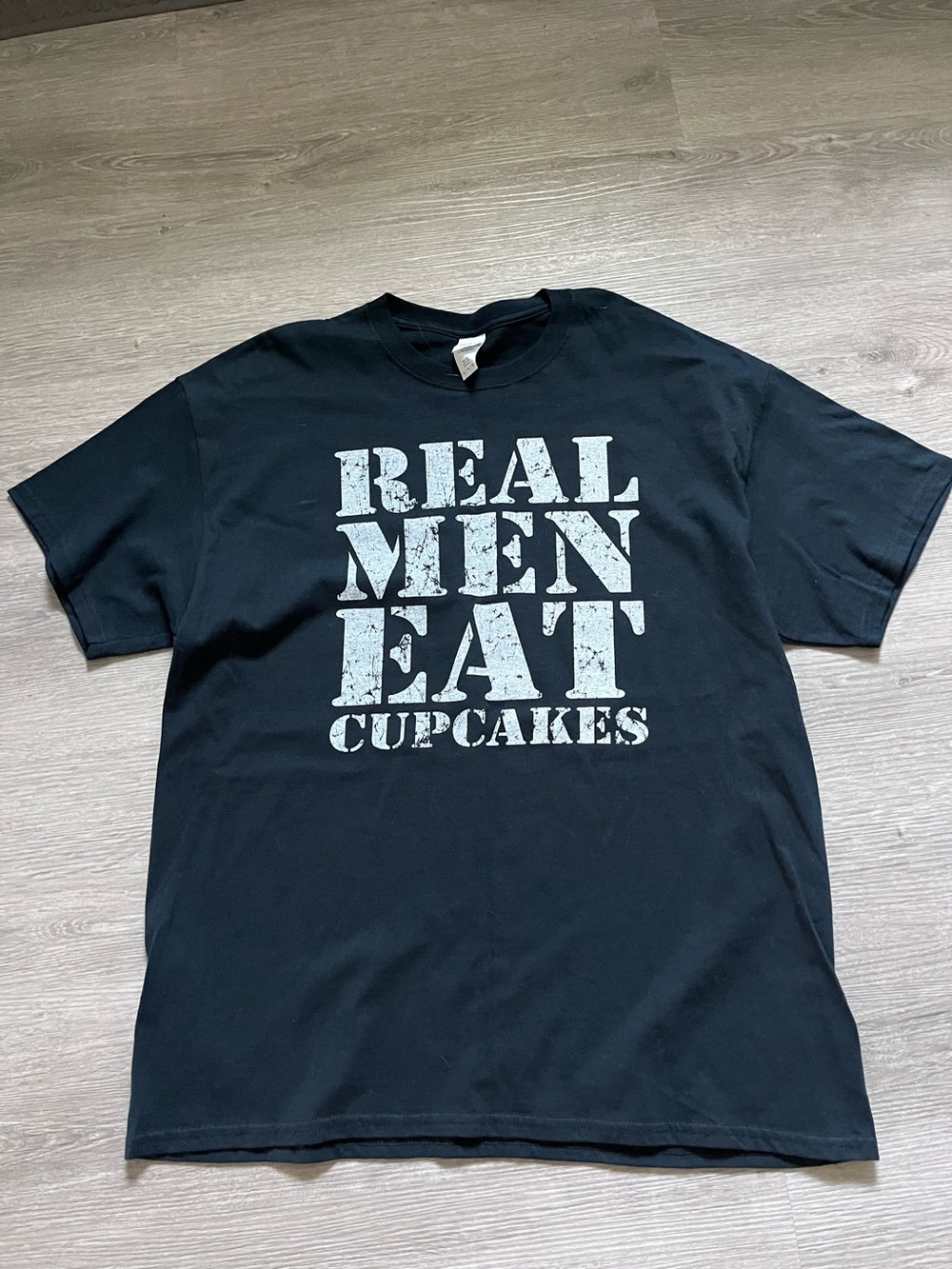 NWOT Black 'Real Men Eat Cupcakes' Graphic Tee